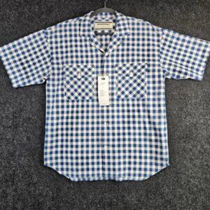 Rare Onitsuka Tiger Andrea Pompilio Mens SS Shirt Blue Gingham Checkered Sample